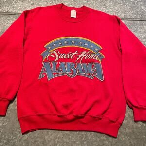 Vintage Sweet Home Alabama Puffy Screenprint Crewneck Sweatshirt Large USA Red